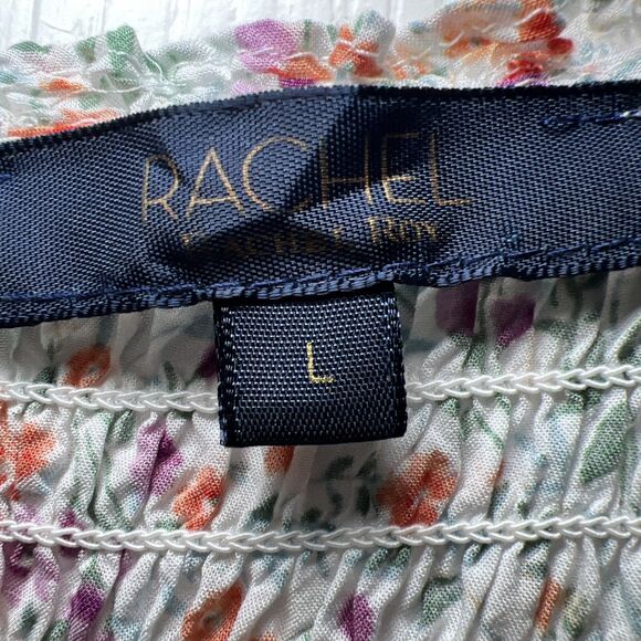 Rachel Roy Floral Peasant Blouse Smocked Women's Large Romantic Cottagecore - Picture 4 of 10